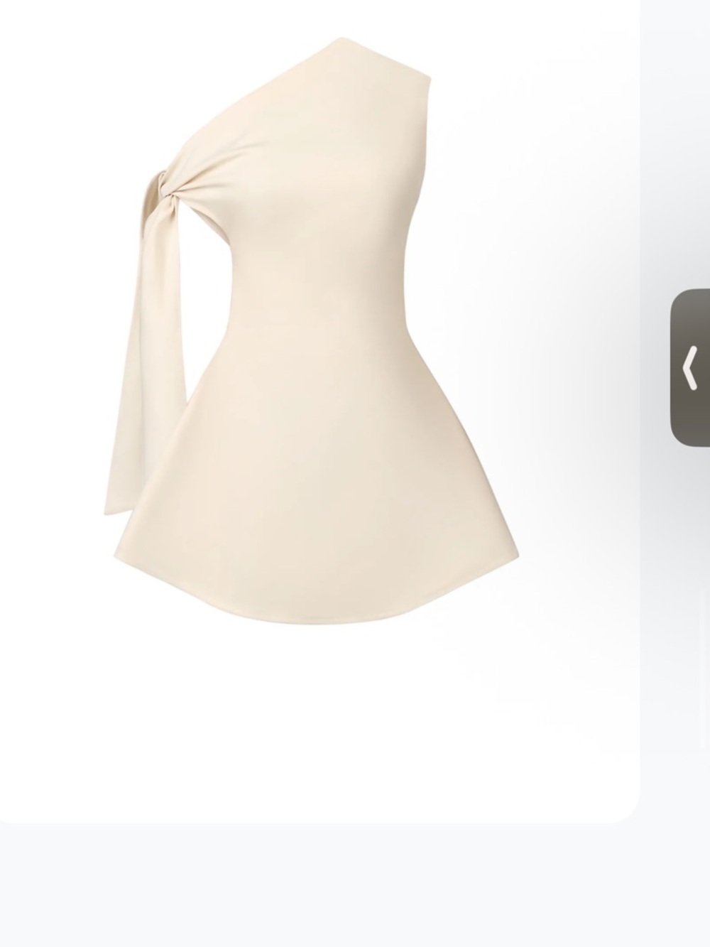 Asymmetrical One-Shoulder Cream Mini Dress with Side Knot
